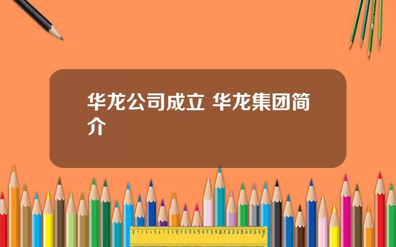 华龙公司成立 华龙集团简介